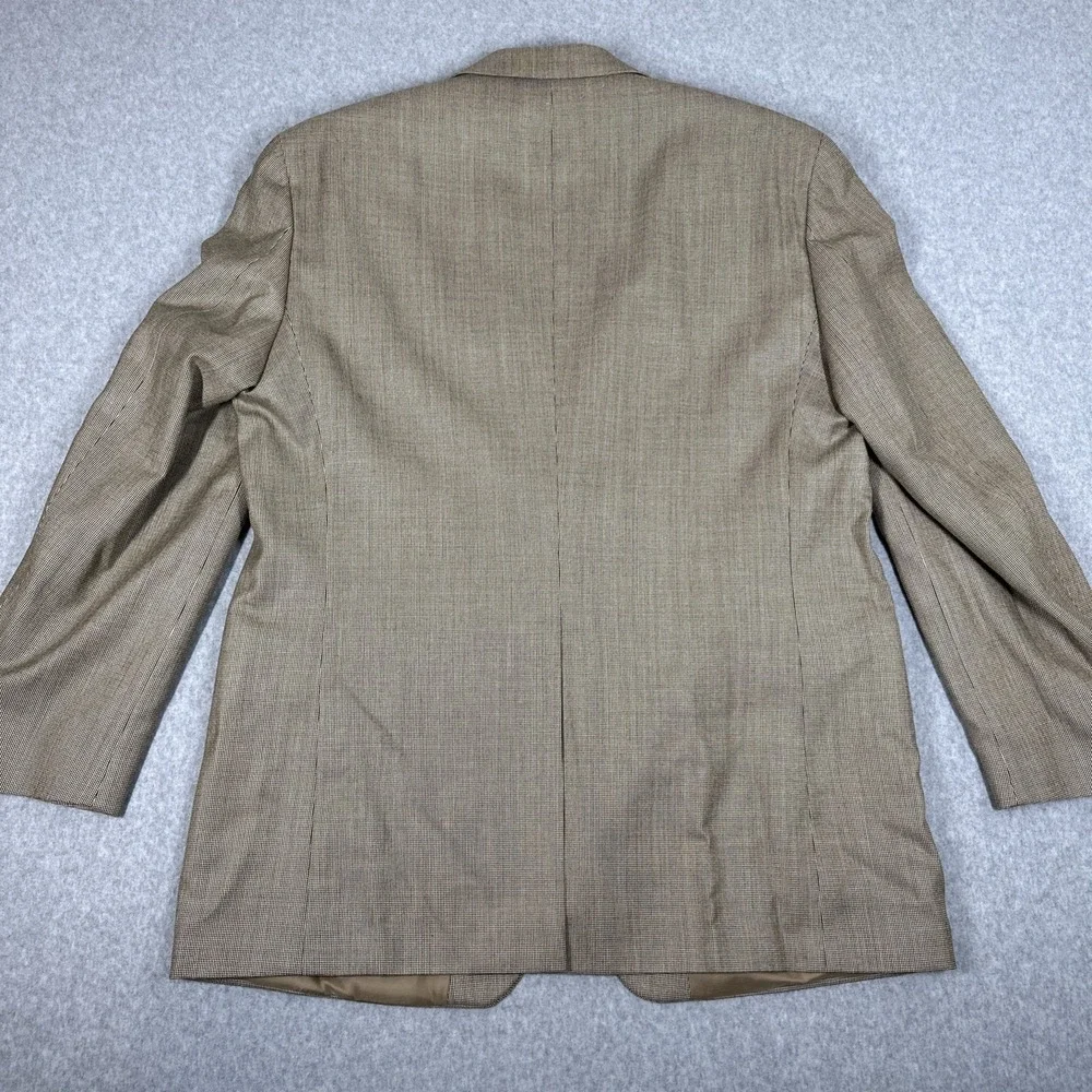 Lauren Ralph Lauren Men's 46L Houndstooth Silk‎ Wool Blend Blazer Tan Sport Coat